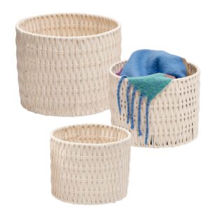 Cotton Rope Round Nesting Baskets (Set of 3) - White