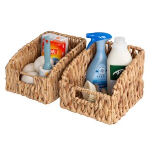 Natural Decorative Wicker Open Storage Baskets (Set of 2)