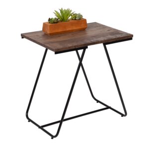 Square Accent Side Table - Black and Wood